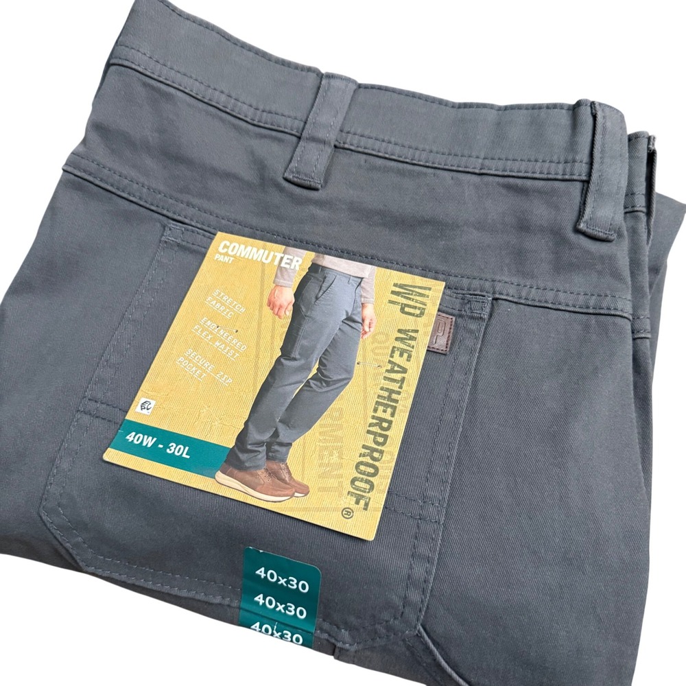 Weatherproof Mens Commuter Pant 40x30* Charcoal Grey Stretch Flex Waist W5F899SC